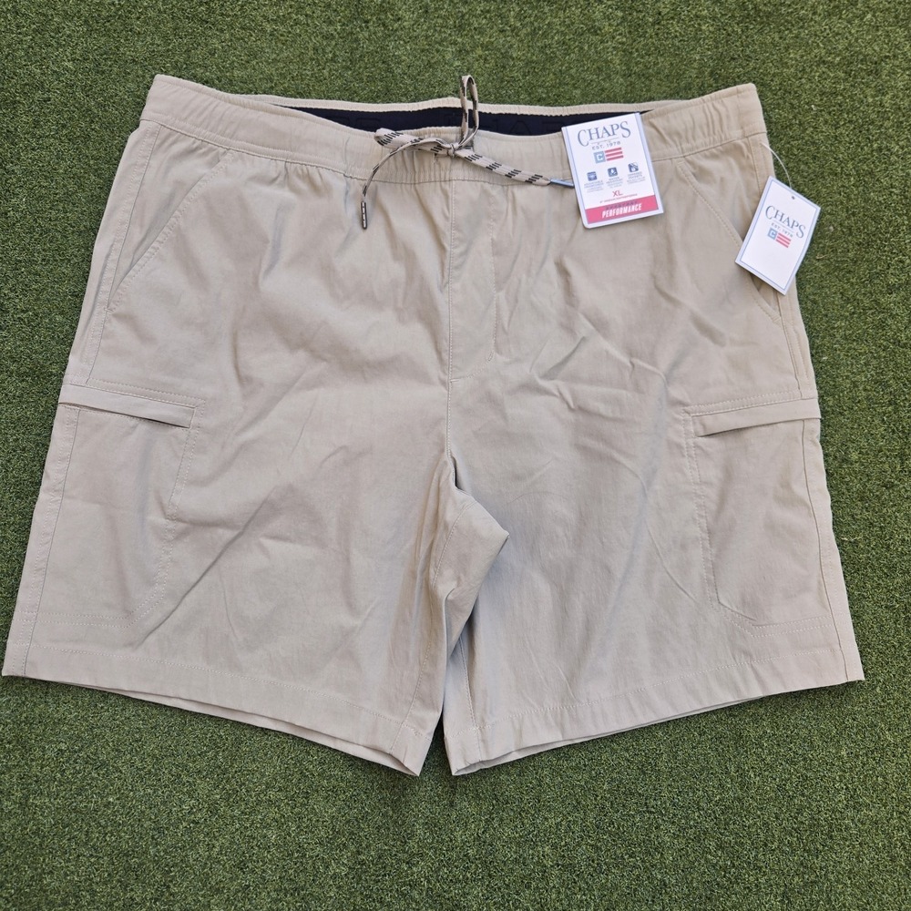 Chaps Performance Cargo Shorts Men's XL Khaki 8" Inseam - Picture 1 of 8